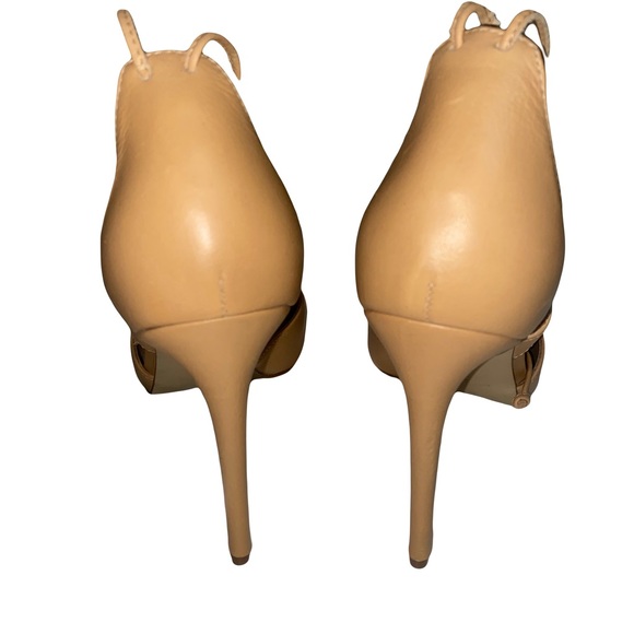 Steve Madden Nude Closed Toe Cross Strap Ankle/Leg Lace Ballet Heels Sz 8 - Picture 3 of 6